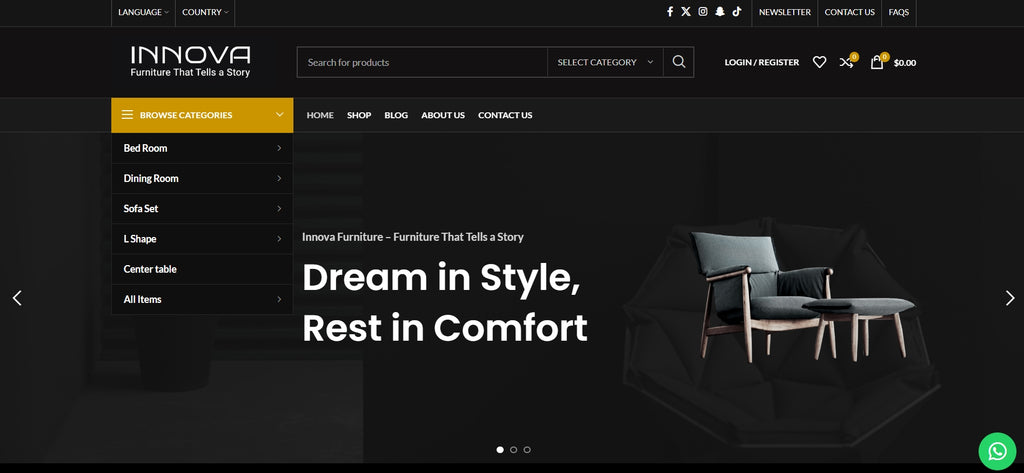 Full Website made for Furniture industry